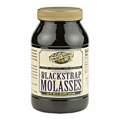 Golden Barrel Unsulfured Black Strap Molasses, 32 Oz. Bottle (Pack of 2)
