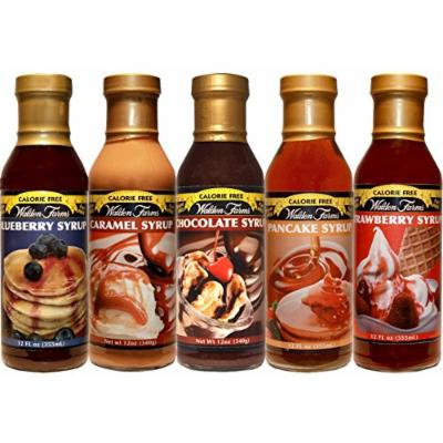 Walden Farms Caramel Syrup/Blueberry Syrup/Strawberry Syrup/Pancake Syrup/Chocolate Syrup - Sweet Syrups 12 oz. x5.
