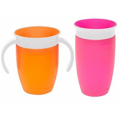Munchkin Miracle 360 Degree No-Spill Trainer and 10 Ounce Cup, Twin Pack, Orange & Pink