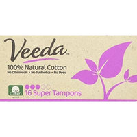 Veeda - Applicator Free Super Tampons - Natural Cotton - 16 Count Boxes (Pack of 3)