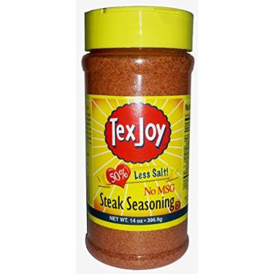 TexJoy Seasonings 4.75-16oz Containers (Pack of 3) (50% Less Salt & NO MSG Steak Seasoning 14oz)