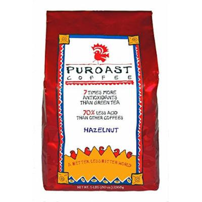 Puroast Low Acid Coffee Hazelnut Flavored Coffee Whole Bean, 5-Pound Bag