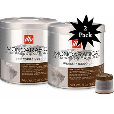 Illy Iper 42 count espresso capsules, Monoarabica Brazil, (2-Pack) two 21ct cans