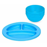 Green Eats 2 Pack Divided Plates & Snack Bowls, Blue
