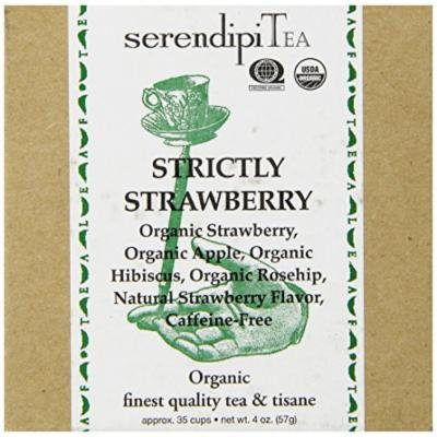 SerendipiTea Strictly Strawberry, Organic Strawberry, Hibiscus, Apple & Rose Hips Tisane Tea, 4 Ounce Box