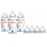 Munchkin Latch Anti-Colic 8 Ounce Baby Bottles with Replacement Stage 2 & 3 Bottle Nipples