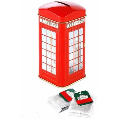 Tin Phone Box Money Box Tea Caddy with 20 Teabags