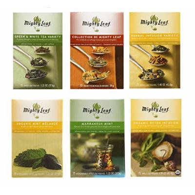 Mighty Leaf Tea Variety Pack (Pack of 6) ,1 Green & White Tea Variety, 1 Mint Melagne, 1 Detox Infusion, 1 Marrakesh Mint, 1 Mighty Leaf Tea Variety , 1 Herbal Infusion Variety