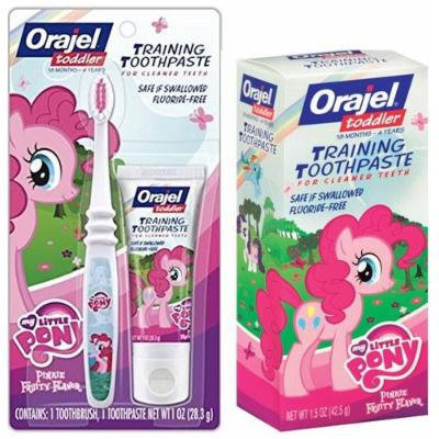 Orajel My Little Pony Toddler Training Kit! Ready...Set...Brush! 3 Piece Set Includes: (1) My Little Pony Toddler Training Toothpaste & Pinkie Fruity Soft Manual Toothbrush PLUS BONUS Toothpaste!