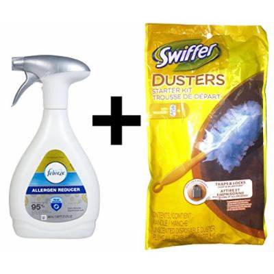 2 Pk, Febreze Fabric Allergen Reducer Clean Splash Air Freshener, 16.9 Fl. Oz Swiffer, Duster Starter Kit