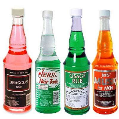 Pinaud Clubman Barber 4 PCS Set (Draggon Noir, Jeris Hair Tonic with oil, Jeris Musk for Men, and Osage Rub) Includes 1 free barber pencil
