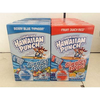 Hawaiian Punch Soft Drink Mix Combo (Berry Blue Typhoon,Fruit Juicy Red)