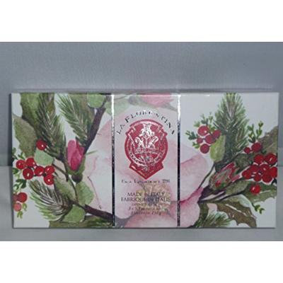 La Florentina Soap Festive Holiday Gift Box Set of 3 5.3oz Soaps (Rose)