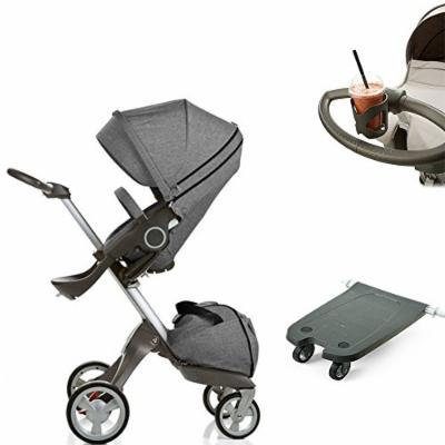 Stokke Xplory Stroller w Xplory Cup Holder & Sibling Rider (Black Melange)