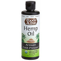Foods Alive Hemp Seed Oil, Artisan Cold-Pressed, Organic, 8oz (Pack of 2)