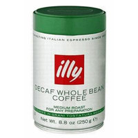 Illy decaffeinated whole coffee beans. 8.8oz coffee can