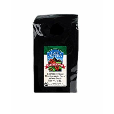 Cafe Altura Whole Bean Organic Coffee, Espresso Roast Mountain Water Decaf, 5 Pound