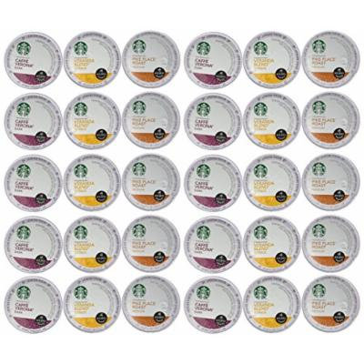 30 Count - Starbucks Variety Coffee K-Cups For Keurig Brewer - Veranda, Pike Place, Caffe Verona
