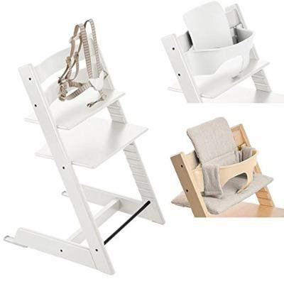 Stokke White Tripp Trapp Chair w Grey Loom Cushion & Baby Set (White)