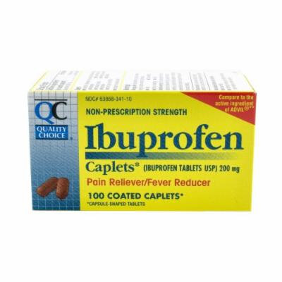 Quality Choice Ibuprofen 200mg. , 100 Caplet Boxes, (Pack of 4)