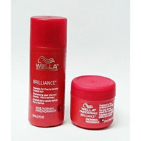 Wella Brilliance Shampoo 1.7 oz + Brilliance Treatment 0.84 oz. for Fine/Normal Colored Hair Travel Size Set