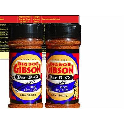 Big Bob Gibson Bar-B-Que BBQ Seasoning Dry Rub 6.35 oz (Two Bottles) with Complimentary Miniature Meat Smoking Guide Magnet