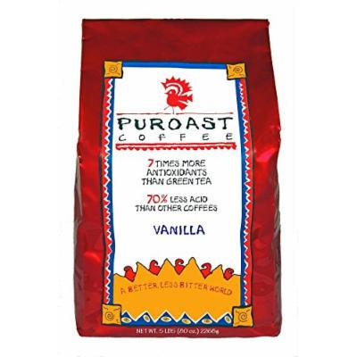 Puroast Low Acid Coffee Vanilla Flavored Coffee Drip Grind, 5-Pound Bag