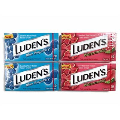 Variety Pack of Luden's Throat Drops, Watermelon & Blue Raspberry, 20 Count (2 Packs of Each Type)