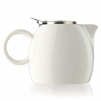 Tea Forté PUGG 24oz Ceramic Teapot with Improved Stainless Tea Infuser, Loose Leaf Tea Steeping For Two, Orchid White