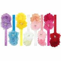 Kella Milla Set of 8 Frayed Shabby Chic Floral Headbands for Baby and Toddler Girls
