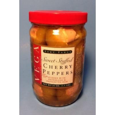 Lot of 3 - Vega Sweet Stuffed Cherry Peppers - Provolone Prosciutto Ham 24oz ea.