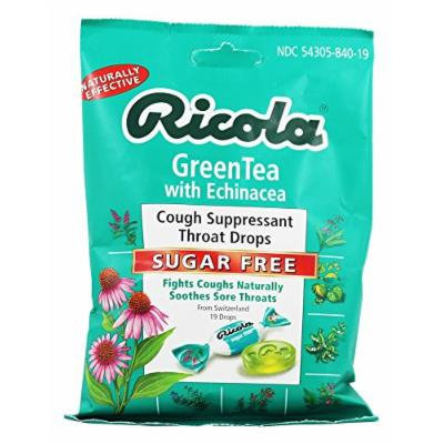 Ricola - Natural Herb Throat Drops Sugar Free Green Tea with Echinacea - 19 Lozenges (pack of 2)
