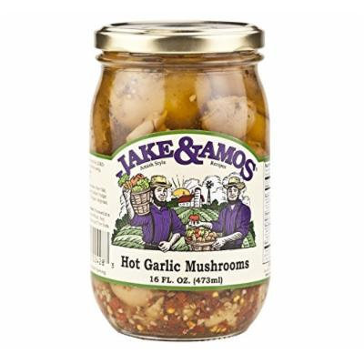 Jake & Amos Pickled Hot Garlic Mushrooms, 16 Oz. Jar