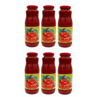 La Valle: Tomato Puree Organic and Kosher with Basil - Net Weight 24 Oz.- 6 Glass Jars