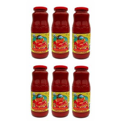 La Valle: Tomato Puree Organic and Kosher with Basil - Net Weight 24 Oz.- 6 Glass Jars