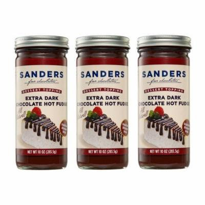 Sanders Original Dessert Topping Extra Dark Chocolate Hot Fudge 10 Oz (Pack of 3)