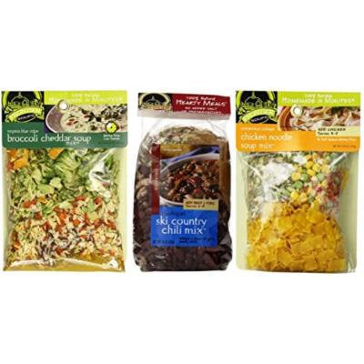 Frontier Soups 100% Natural Homemade In Minutes Gluten-Free Soup Mix 3 Flavor Variety Bundle: (1) Michigan Ski Country Chili Mix, (1) Virginia Blue Ridge Cheddar Broccoli Soup Mix, and (1) Connecticut Cottage Chicken Noodle Soup Mix, 4.5-15 Oz. Ea.