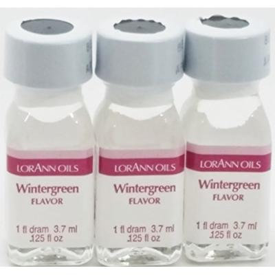 Lorann Flavoring 3 Pack -1 Fl Dram (.125 Fl Oz) + 2 Recipe Card Bundle (Wintergreen)