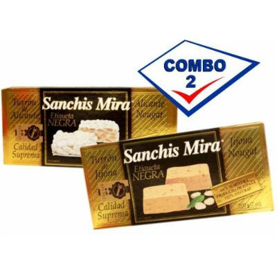 Sanchis Mira Turron Combo Pack 1 Jijona & 1 Alicante. Pack of 2
