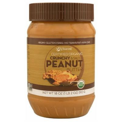 Vitacost Certified Organic Crunchy & Unsalted Peanut Butter - Gluten Free and Non-GMO 18 oz