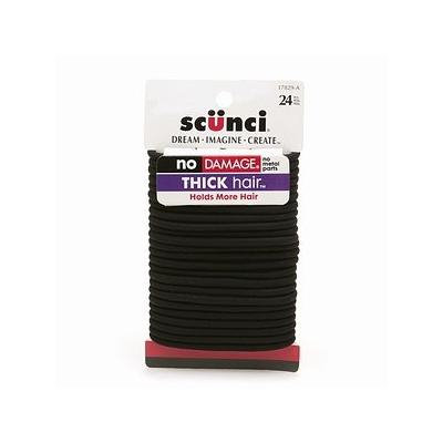 Scunci No Damage Thick Hair Elastics, Black 24 pcs