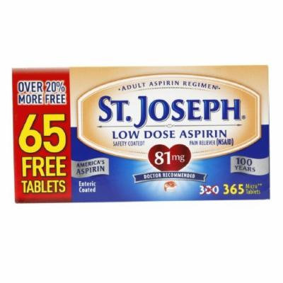 St. Joseph Low Dose Enteric Coated Aspirin Pain Reliever, 81mg MicroTablets 365 ea Pack of 4