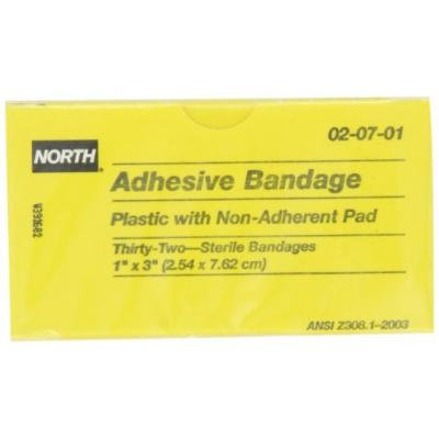 North by Honeywell 020701 Adhesive Bandage, 1-Inch x 3-Inch, Plastic, 32 per unit **