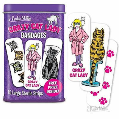 Crazy Cat Lady Adhesive Bandages 15 ct Tin w/ Free Prize