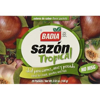 (3 Boxes) Badia, Sazon Tropical Seasoning with Cilantro, 20 packets, 3.52-Ounce, No MSG
