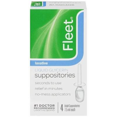 Fleet Adult Liquid Glycerin Suppositories, 4-Count Boxes (Pack of 3)