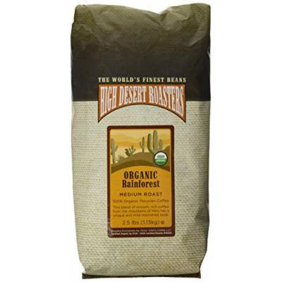 high desert roasters organic whole beans, 2.5 lbs. peruvian, medium roast.