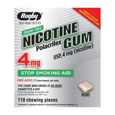 NICOTINE GUM RUGBY MINT 4 mg 110 (Compared to Nicorette Gum)
