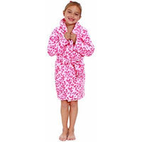 Little Girl's Soft Robe in Quality Polyester, Double Pockets, Dark Leopard, S