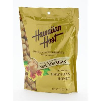 Hawaiian Host MACADAMIA NUTS - Hawaiian Honey Glazed Macadamias, LARGE 11 oz (Resealable Bag)